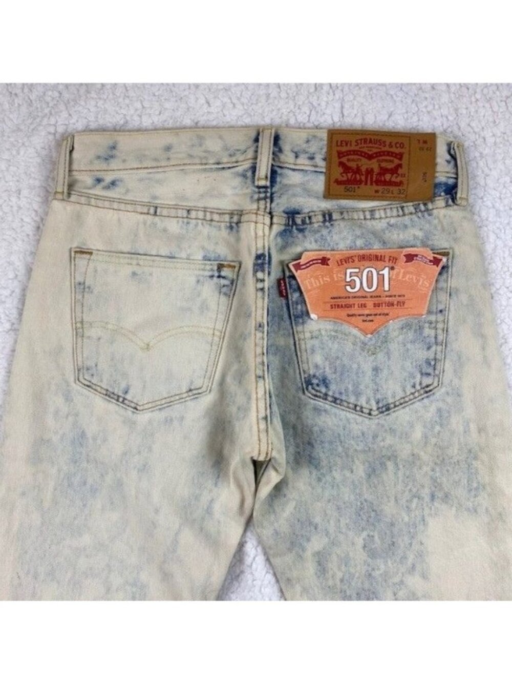 Levi's 501 Bleached Denim Jeans Men's 29x32 Straight Leg Button NWT 00501-2056